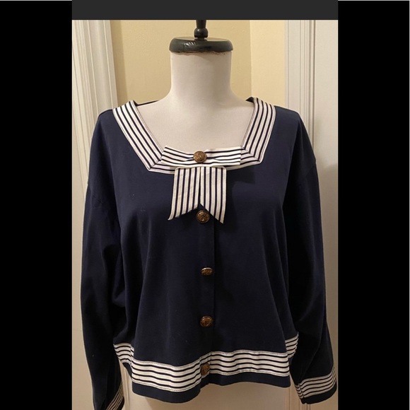 Vintage Navy Wave Sailor Button Up Cardigan Blazer - Picture 15 of 15